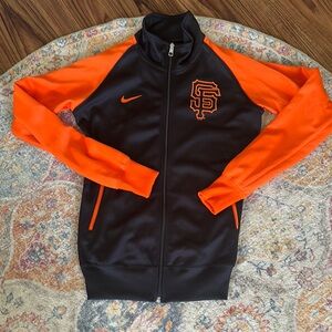 Nike Black and Orange San Francisco Giants Track Jacket Zip Up!! Woman’s Size M!